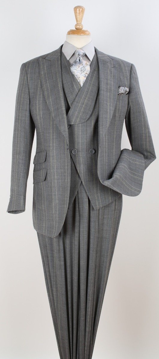 Apollo King Men's 100% Wool 3 Piece Suit - High Fashion Vest