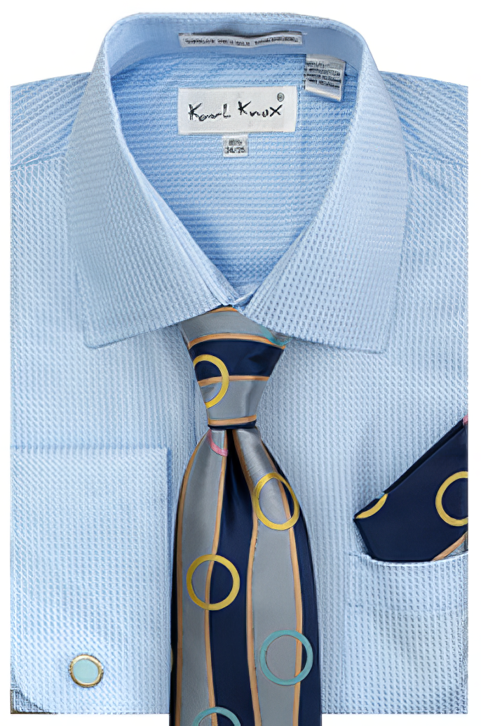 Karl Knox Men's French Cuff Shirt Set - Circle Stripe