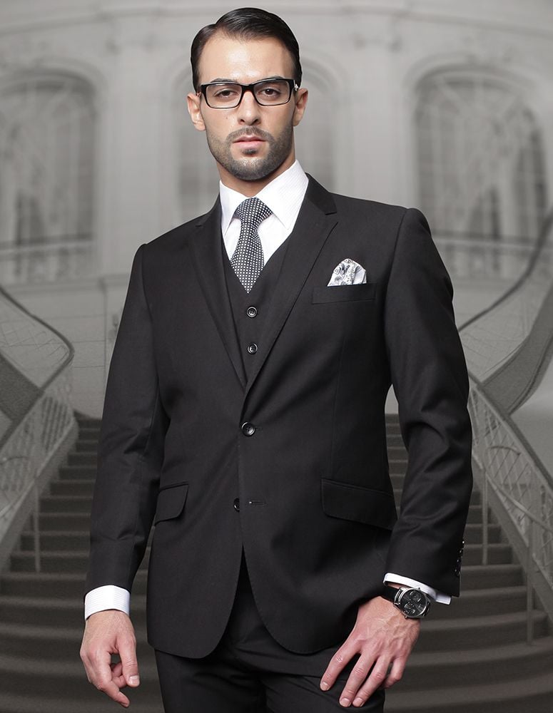 Statement Men's 3 Piece 100% Wool Fashion Suit - Big and Tall