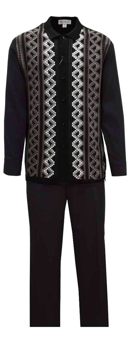 Silversilk Men's 2 Piece Long Sleeve Walking Suit - Diamond Weave