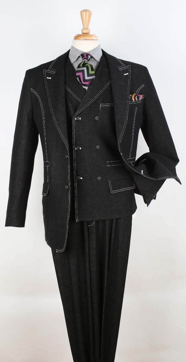 Royal Diamond Men's 3pc Denim Fashion Suit - 6 Button Vest