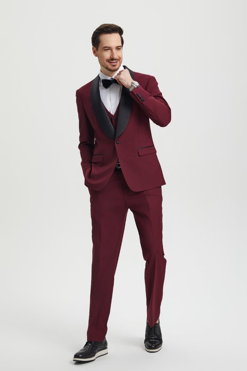Stacy Adams Men's 3 Piece Tuxedo - Shawl Lapel
