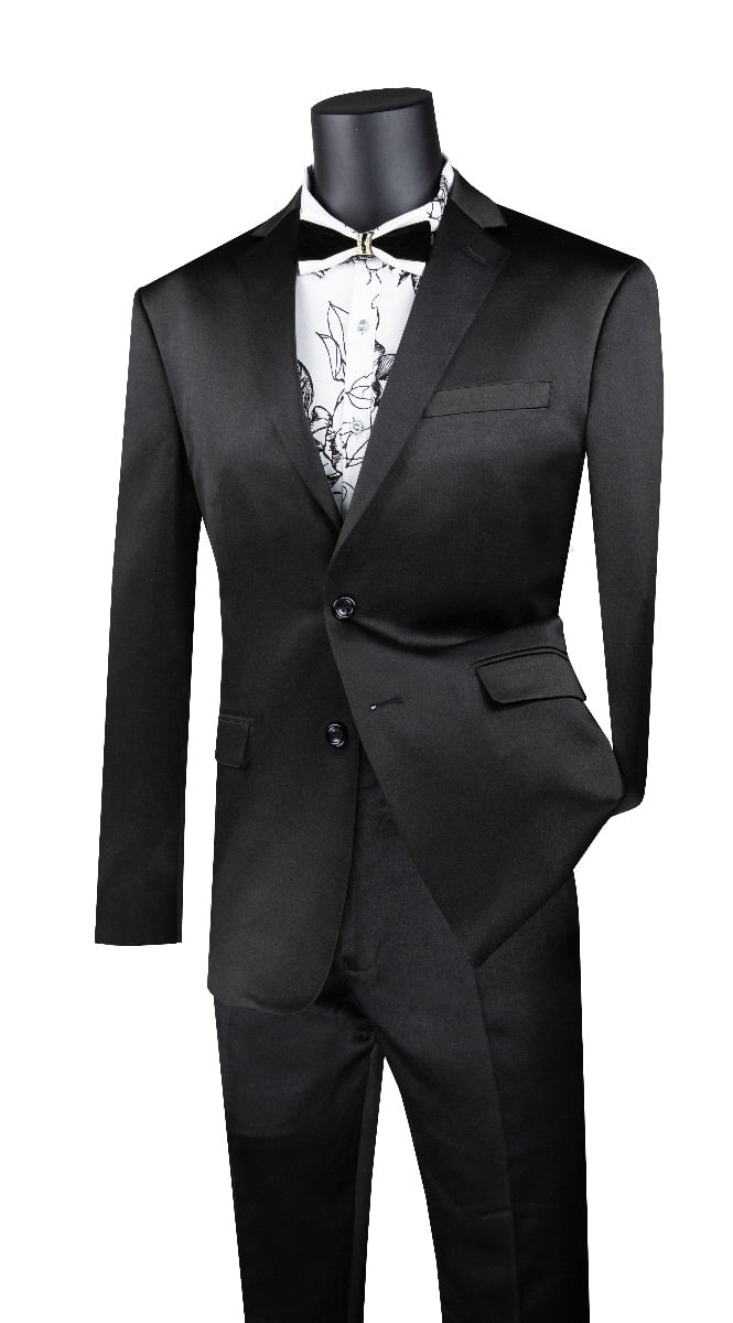 CCO Men's Outlet Wool Feel 2 Piece Ultra Slim Fit Suit - Sleek Sharkskin