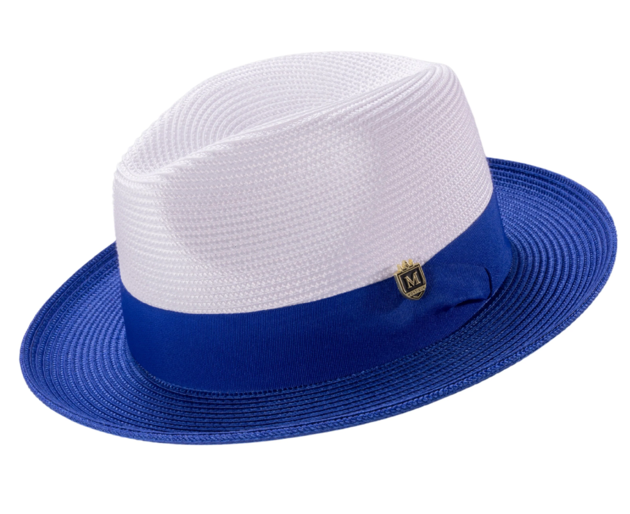 Montique Men's Fedora Style Straw Hat - Two Tone