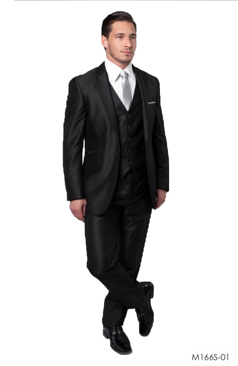 Tazio Men's 3 Piece Slim Fit Suit - Custom Pic Stitching