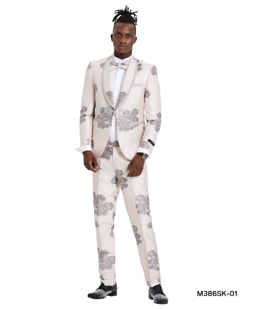 Tazio Men's 2 Piece Skinny Fit Suit - Floral Design