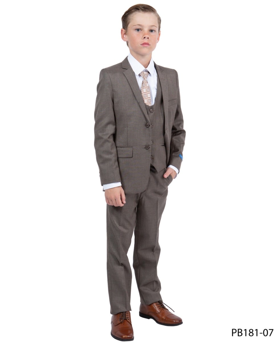 Perry Ellis Boy's Outlet 5 Piece Suit with Shirt & Tie - Sharkskin