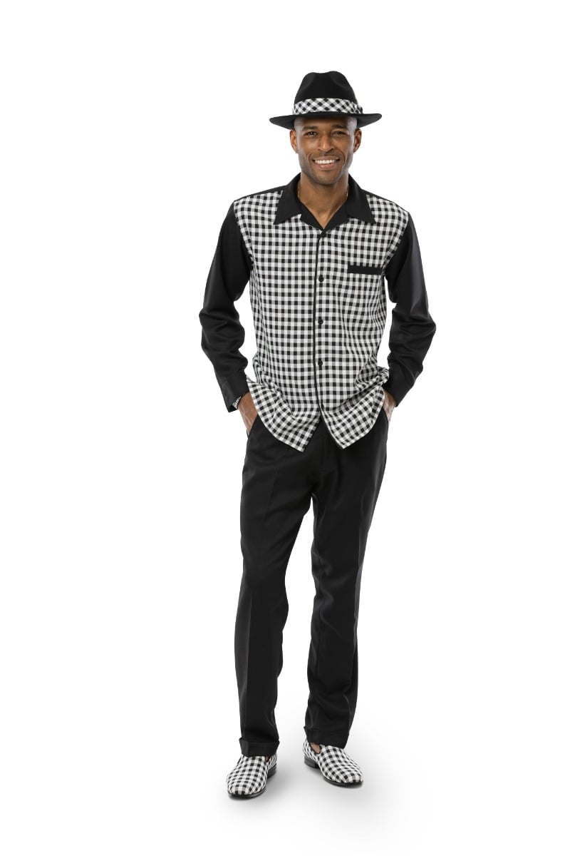Montique Men's 2 Piece Long Sleeve Walking Suit - Sleek Plaid