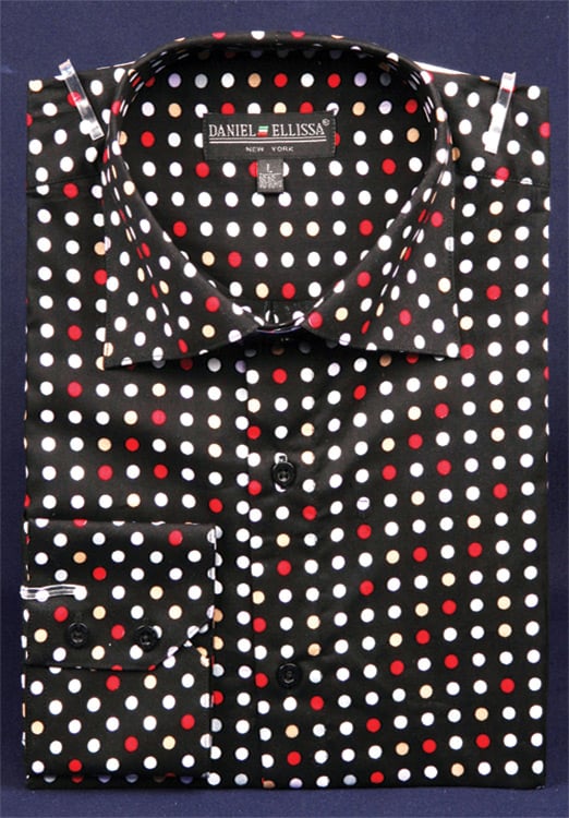 Daniel Ellissa Men's Fashion Dress Shirt - Multicolor Polka Dot