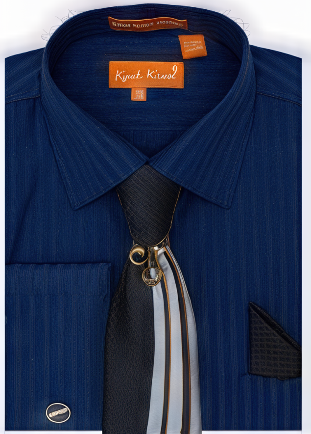 Karl Knox Men's French Cuff Fashion Shirt Set - Subtle Stripe