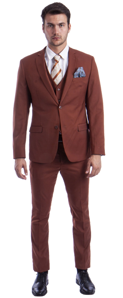 CCO Men's Outlet 3 Piece Skinny Fit Suit - Notch Lapel
