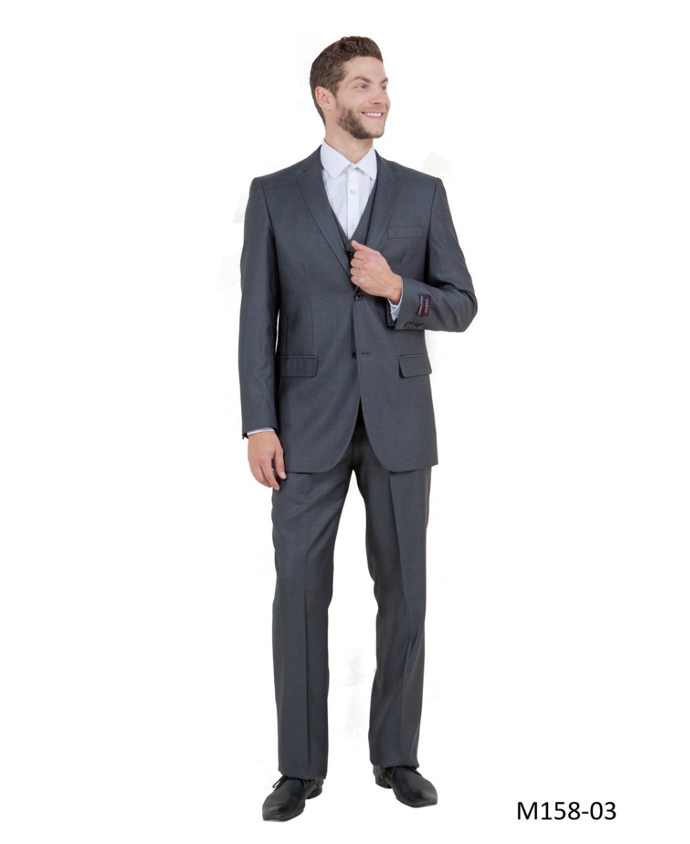 Tazio Men's 3 Piece Sharkskin Suit - Textured Solid
