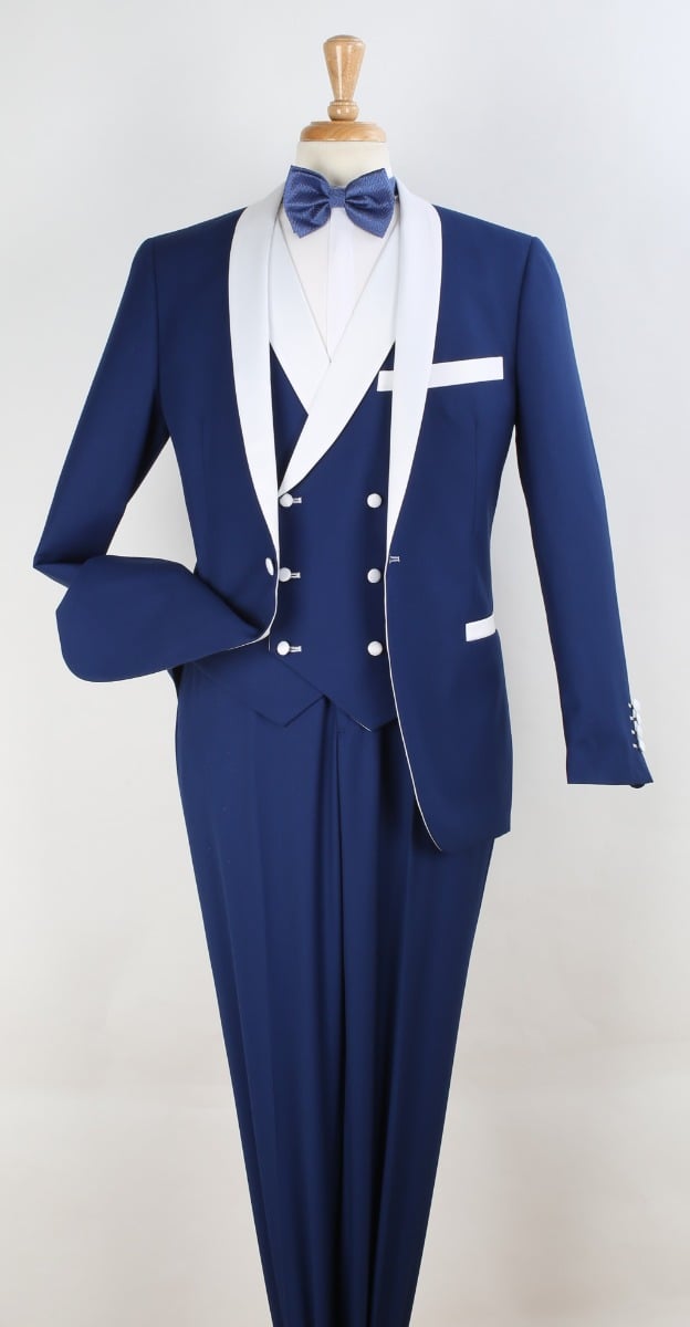 Royal Diamond Men's 3pc Fashion Tuxedo - White Accents