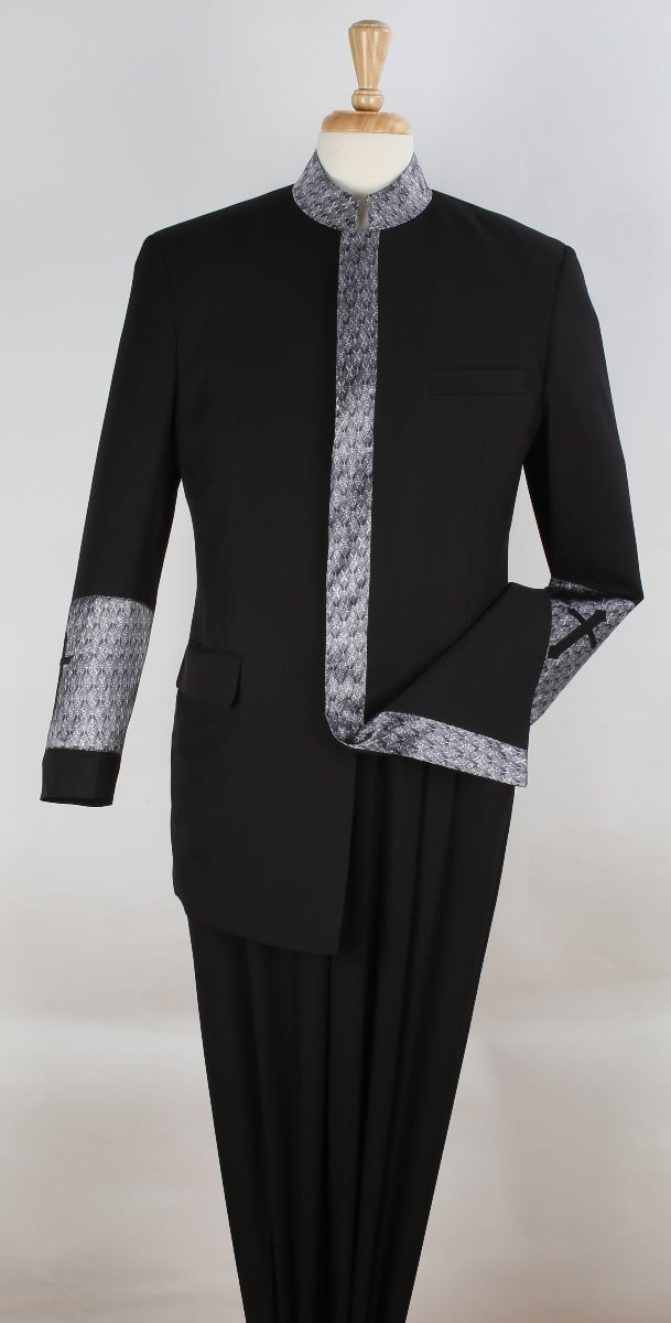 Apollo King Men's 2pc Nehru Style Suit - Pastor Suit