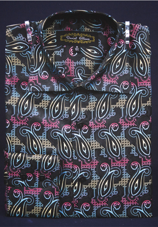 Daniel Ellissa Men's Fashion Dress Shirt - Teardrop Swirl Pattern