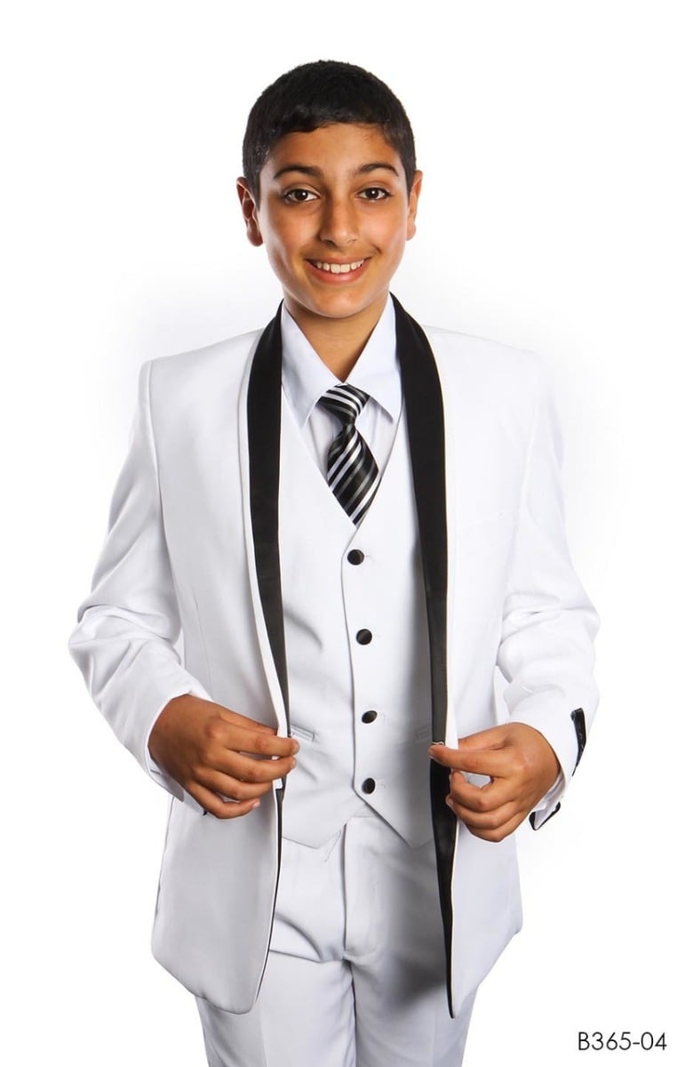 Tazio Boy's 5 Piece Suit in Solid Colors - Two Tone Trim