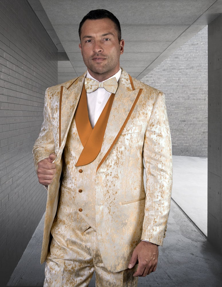 Statement Men's 3 Piece Wool Tuxedo - Floral Accents