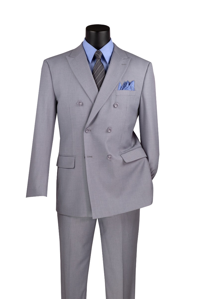 Vinci Men's 2 Piece Double Breasted Suit - Adjustable Waistband