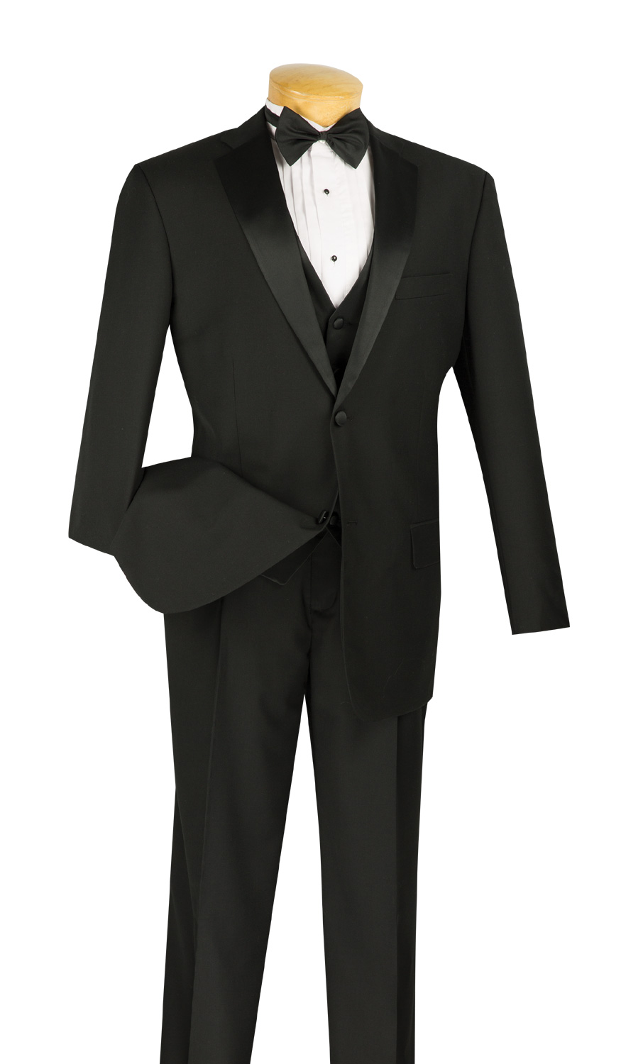 Vinci Men's 4 Piece Wool Feel Tuxedo - Bow Tie Included