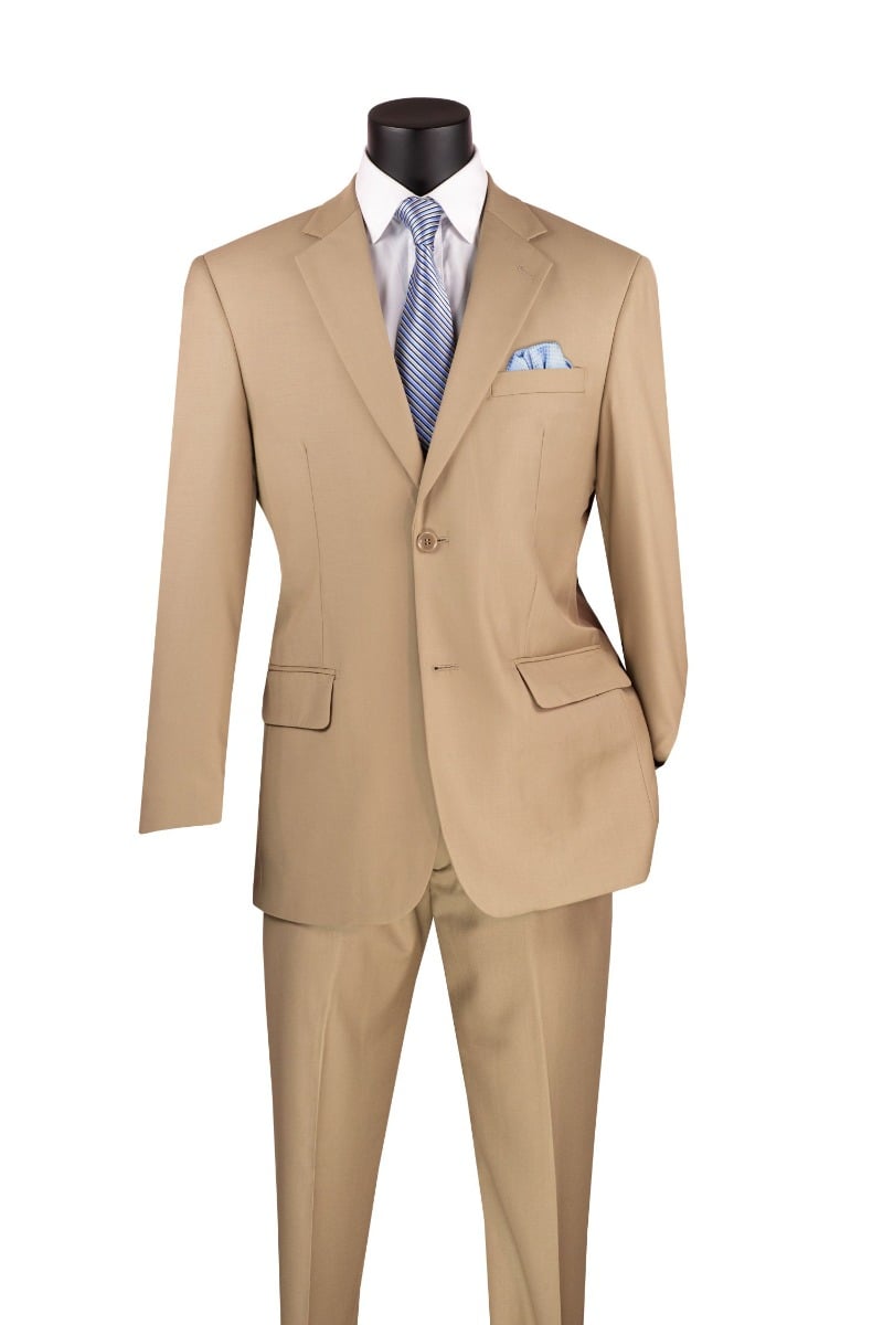 Vinci Men's 2 Piece Wool Feel Executive Suit - Adjustable Waistband