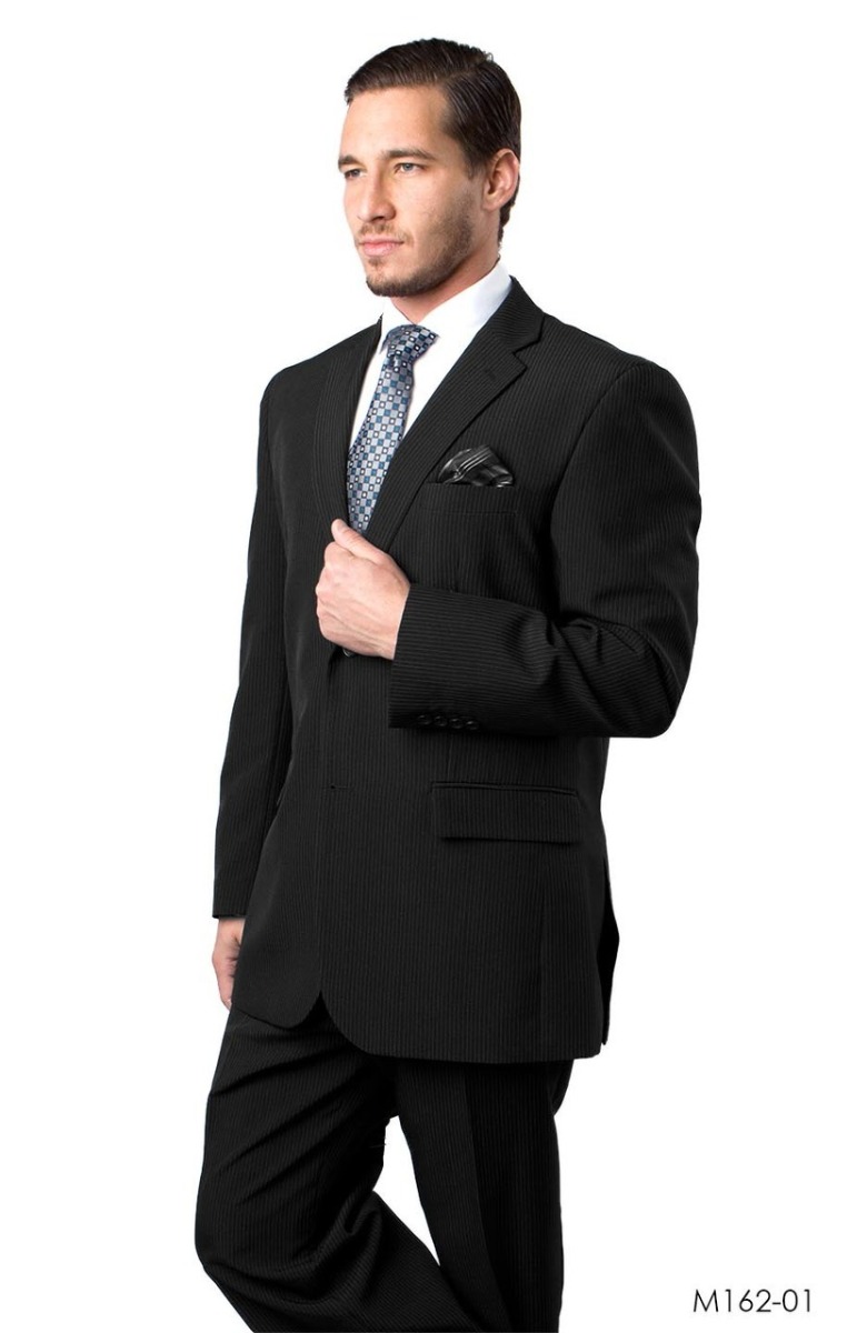 Tazio Men's 2 Piece Tailored Fit Pinstripe Suit - Side Vents