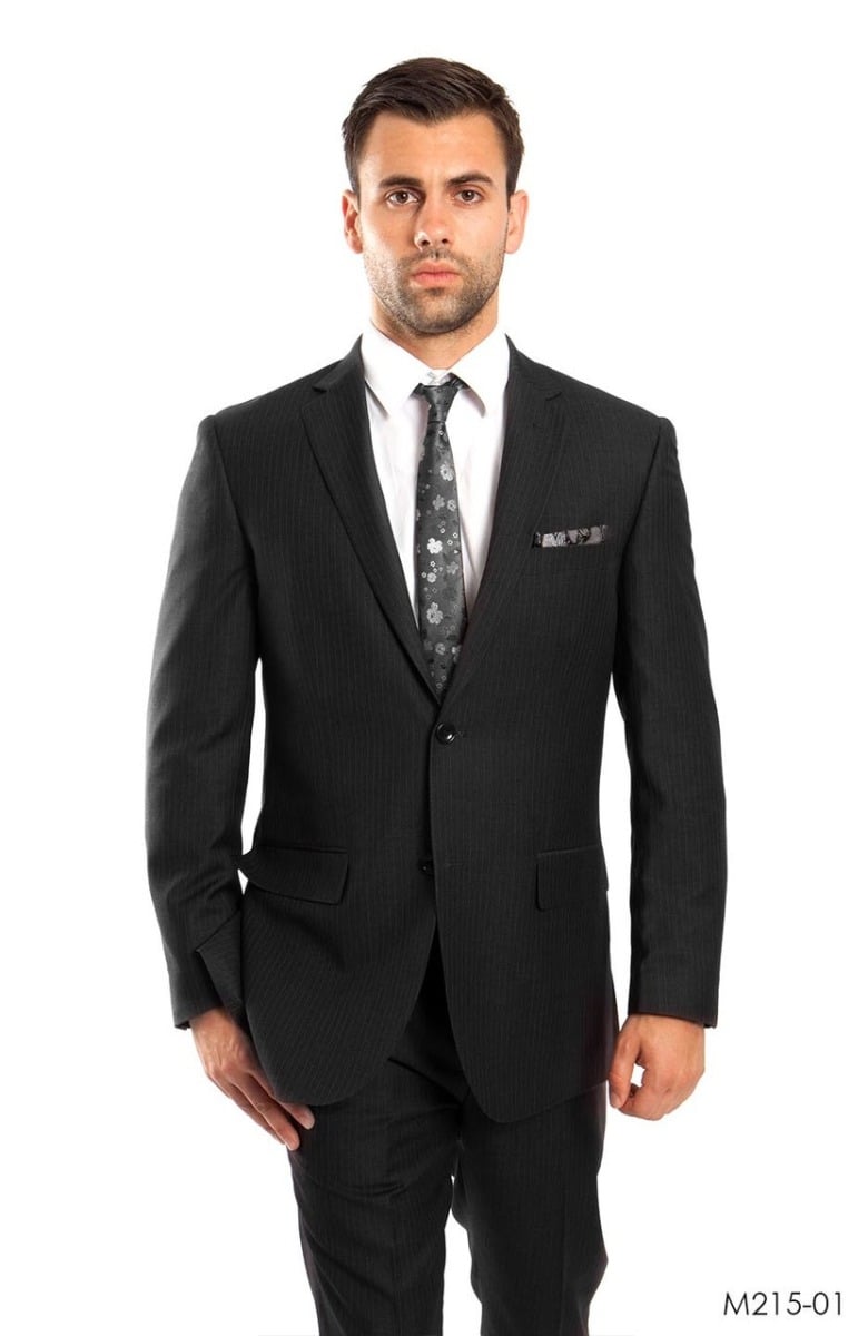 Demantie Men's 2pc Slim Fit Executive Suit - Thin Pinstripe