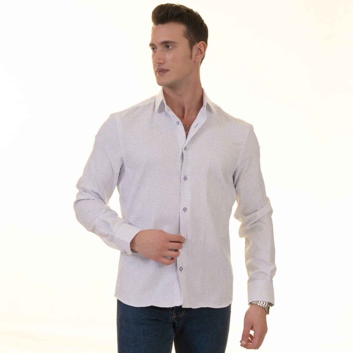 Gravity by Statement Men's Long Sleeve 100% Cotton Shirt - Varying Patterns