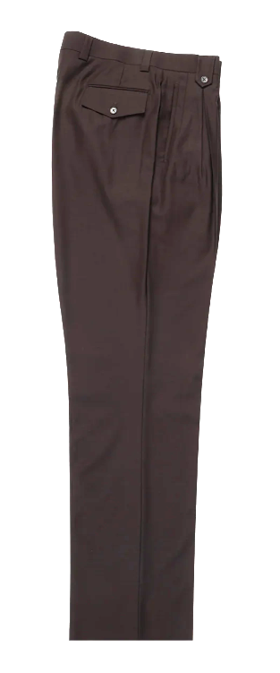 Tiglio Rosso Men's 100% Wool Pants - Wide Leg - Brown