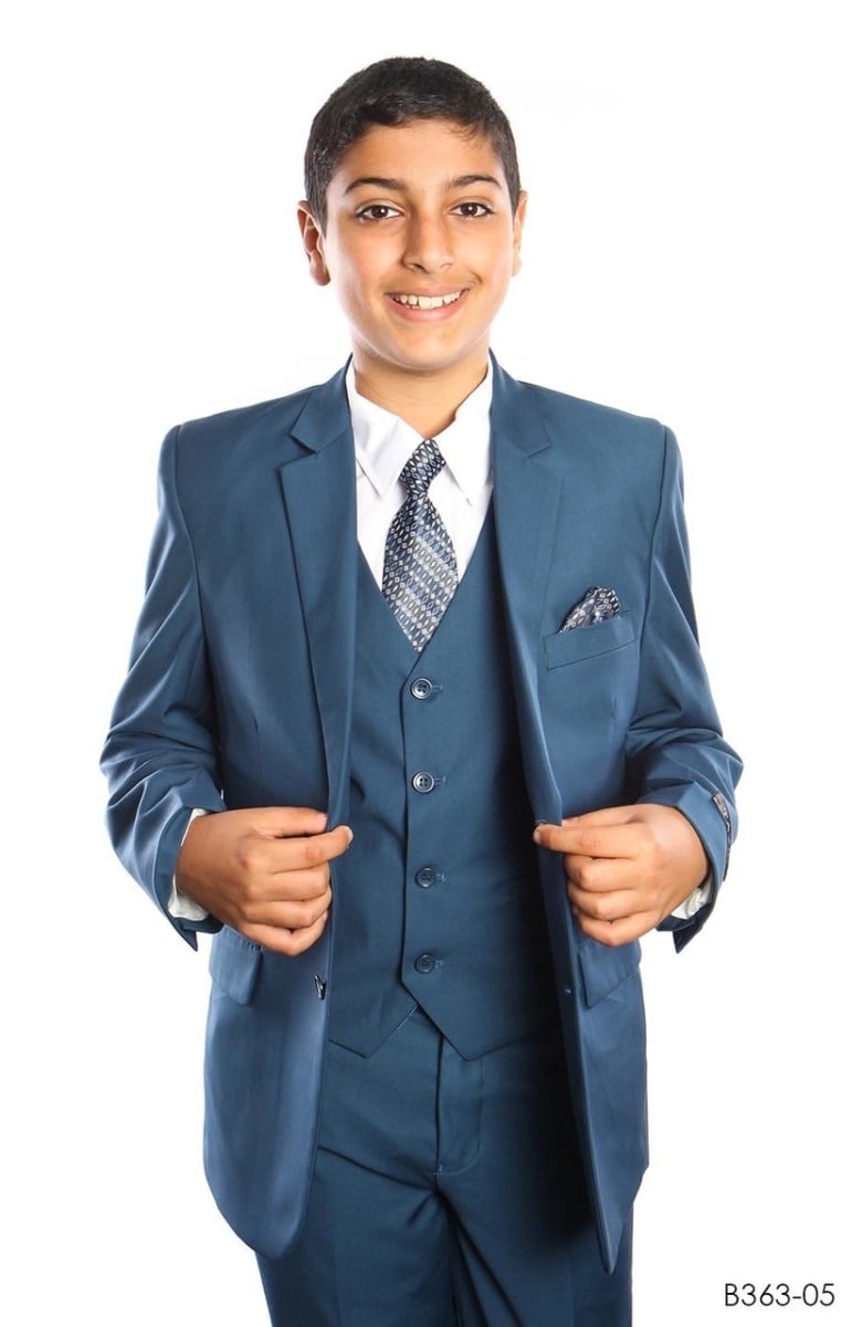 Tazio Boy's 5 Piece Suit with Shirt & Tie - 4 Button Vest