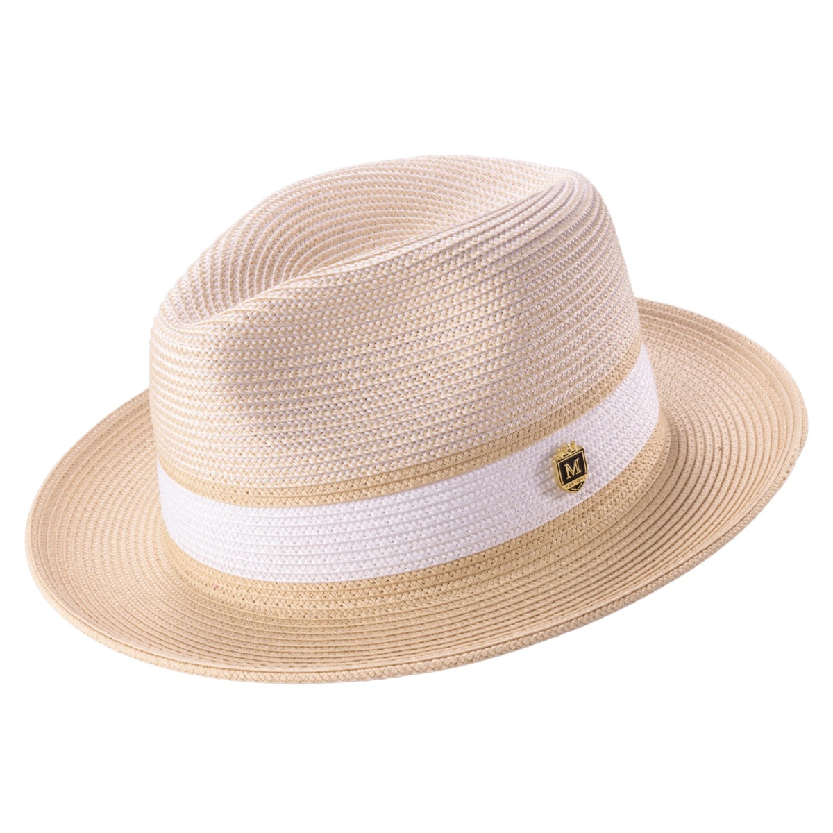 Montique Men's Fedora Style Straw Hat - Accent Stripe