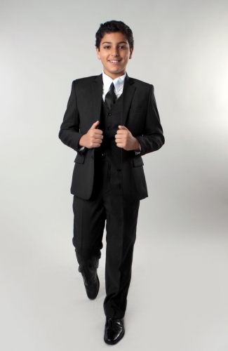 Tazio Boy's 5 Piece Suit in Solid Colors - Vested w/Shirt and Tie