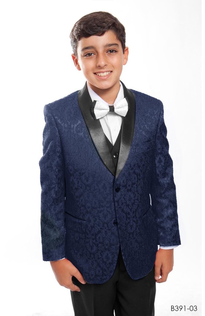 Tazio Boy's 5 Piece Suit with Shirt & Tie - Black Vest