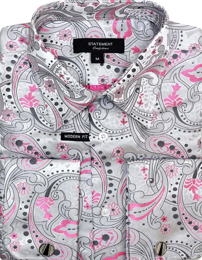 Statement Men's Long Sleeve Woven Shirt - Varied Paisley Designs