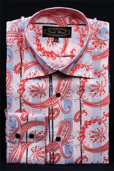 Daniel Ellissa Men's Fashion Dress Shirt - Abstract Flower Pattern