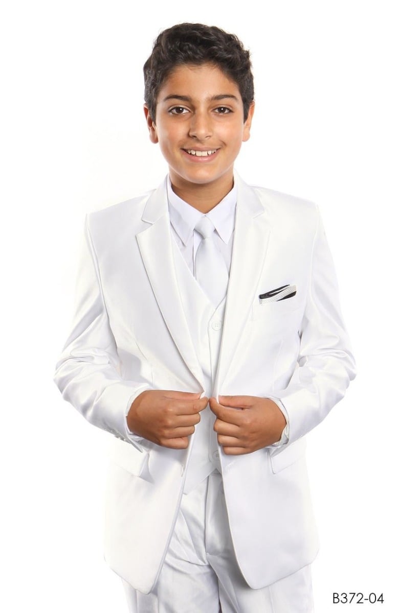 Tazio Boy's 5 Piece Suit with Shirt & Tie - Sharkskin