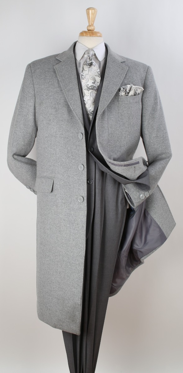 Veno Giovanni Men's 100% Wool Full Length Length Top Coat - Hidden Button