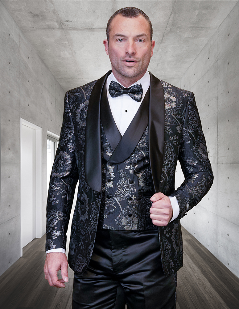 Statement Men's 3 Piece Fashion Tuxedo - Floral Pattern