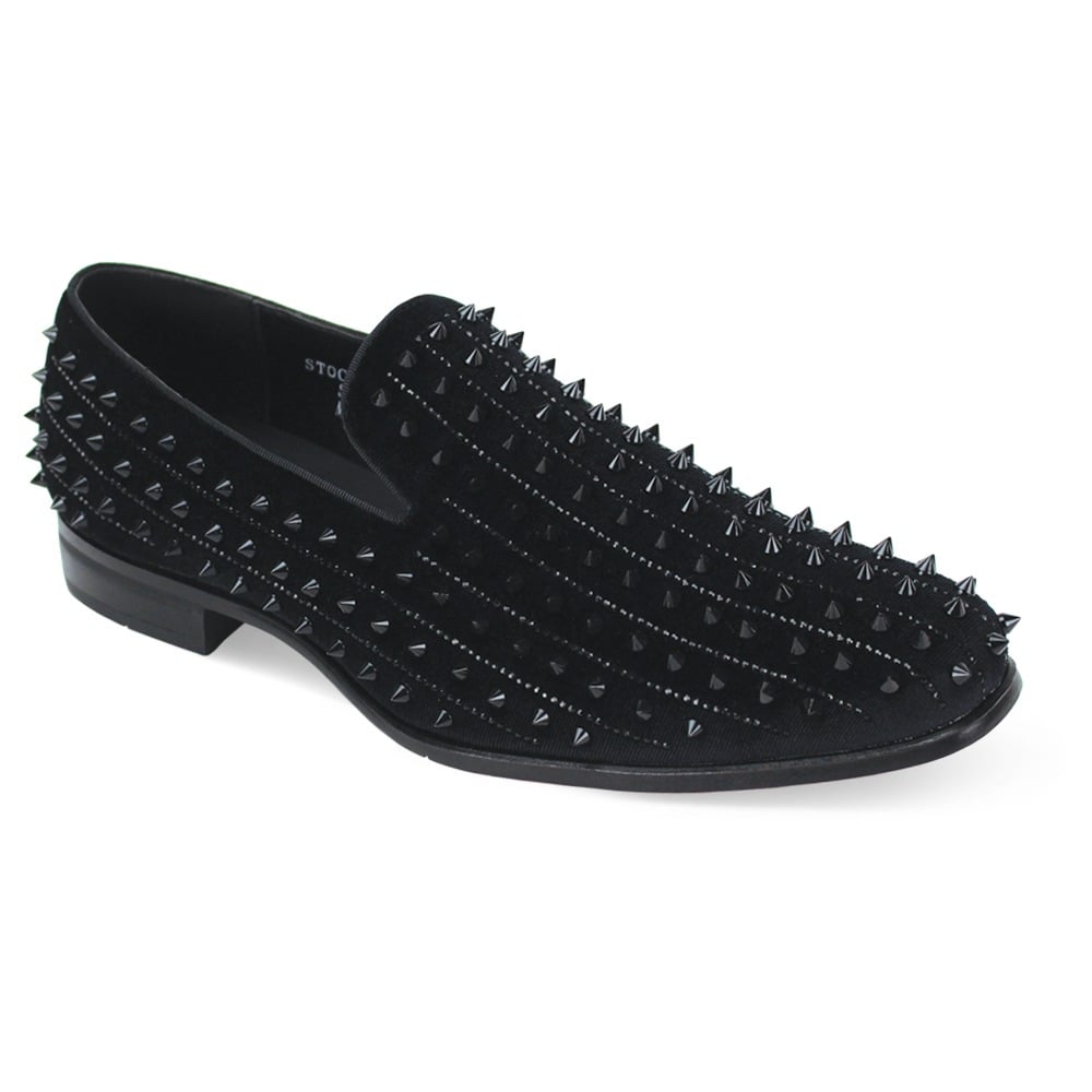 After Midnight Men's Velvet Dress Shoes - Spikes and Studs