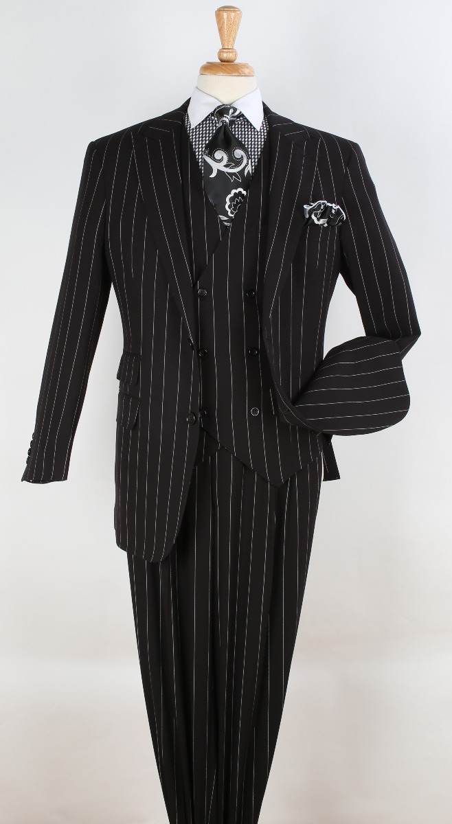 Apollo King Men's 3pc Fashion Suit - Bold Pinstripe