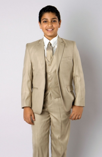 Azurro Boy's 5 Piece Suit in Solid Colors - Vested w/Shirt and Tie