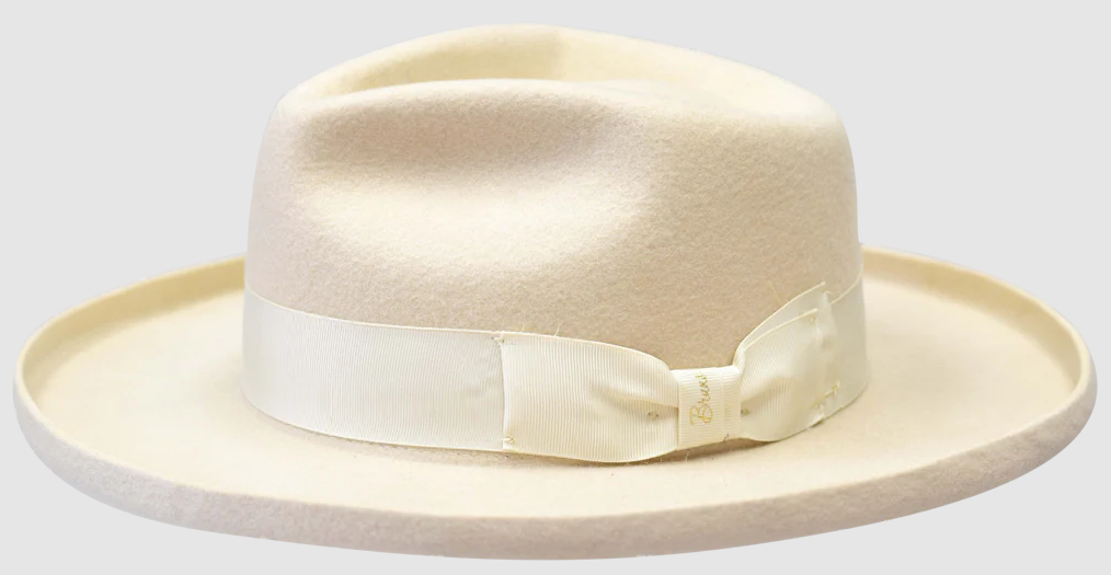 Bruno Capelo Men's 100% Australian Wool Fedora Hat - Wide Pencil Curl Brim