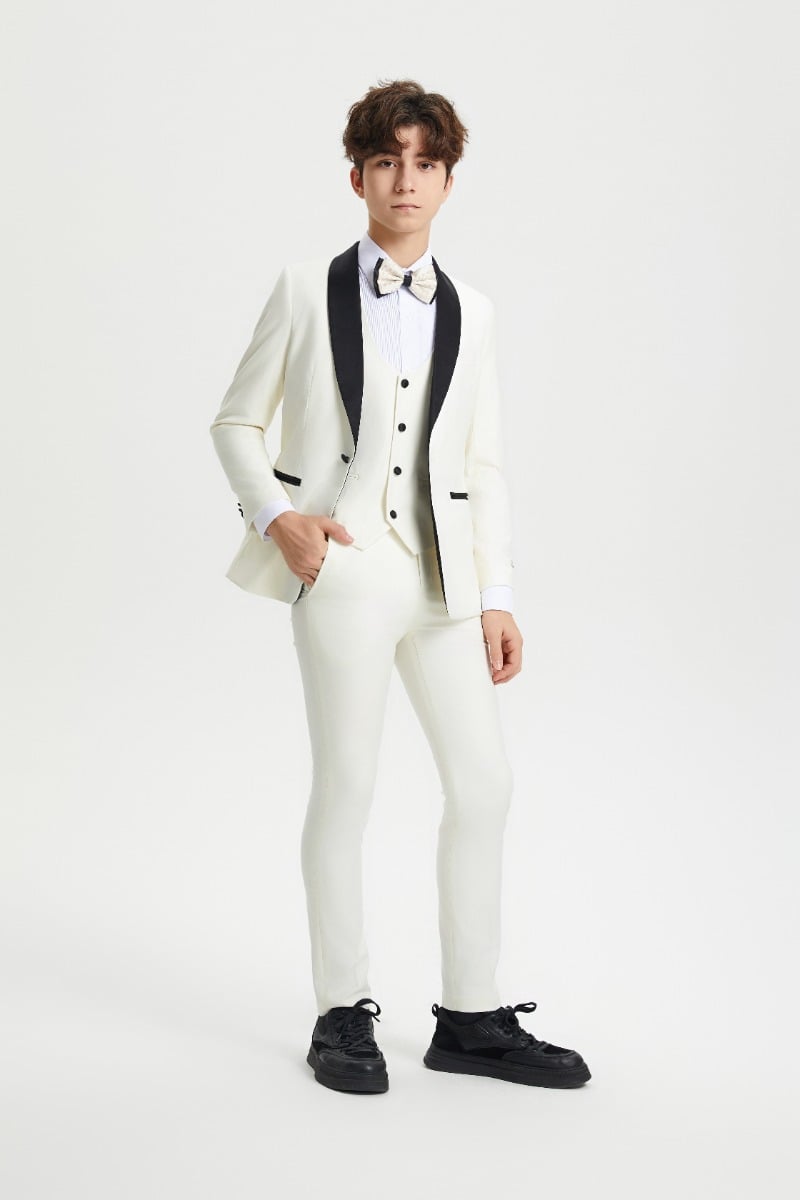 Stacy Adams Boy's 5 Piece Tuxedo in Solid Colors - Varied Bowties