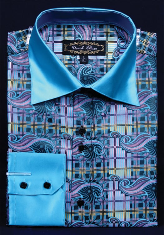 Daniel Ellissa Men's Fashion Dress Shirt - Geometric with Swirl
