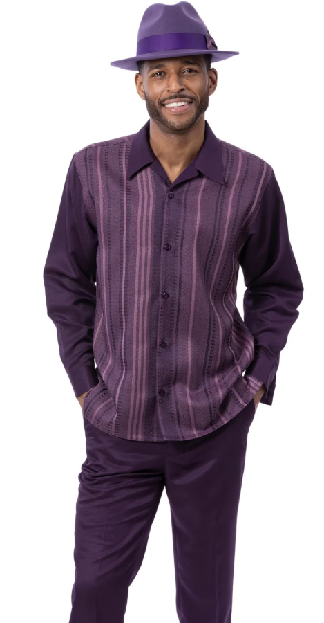 Montique Men's 2 Piece Long Sleeve Walking Suit - Varied Stripes