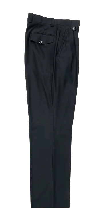 Tiglio Rosso Men's 100% Wool Pants - Wide Leg - Black