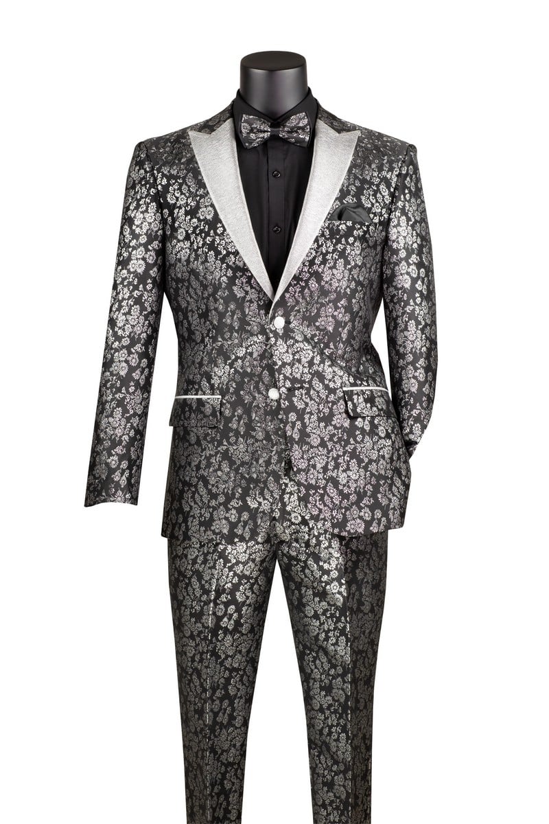Vinci Men's 2 Piece Wool Feel Slim Fit Tuxedo - Floral