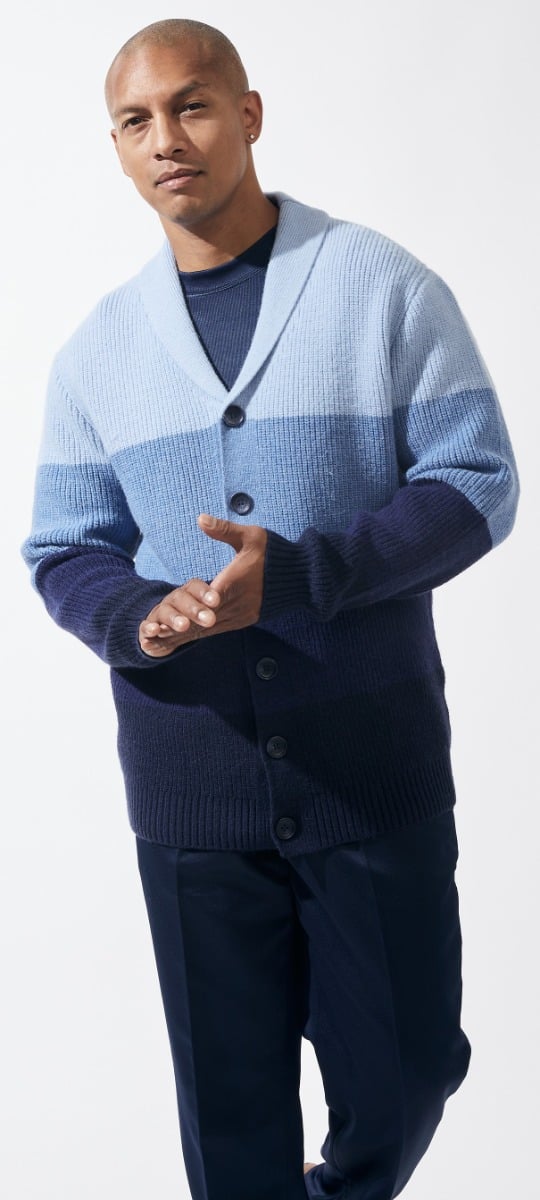 Silversilk Men's Sweater - Ultra Soft Striped Cardigan
