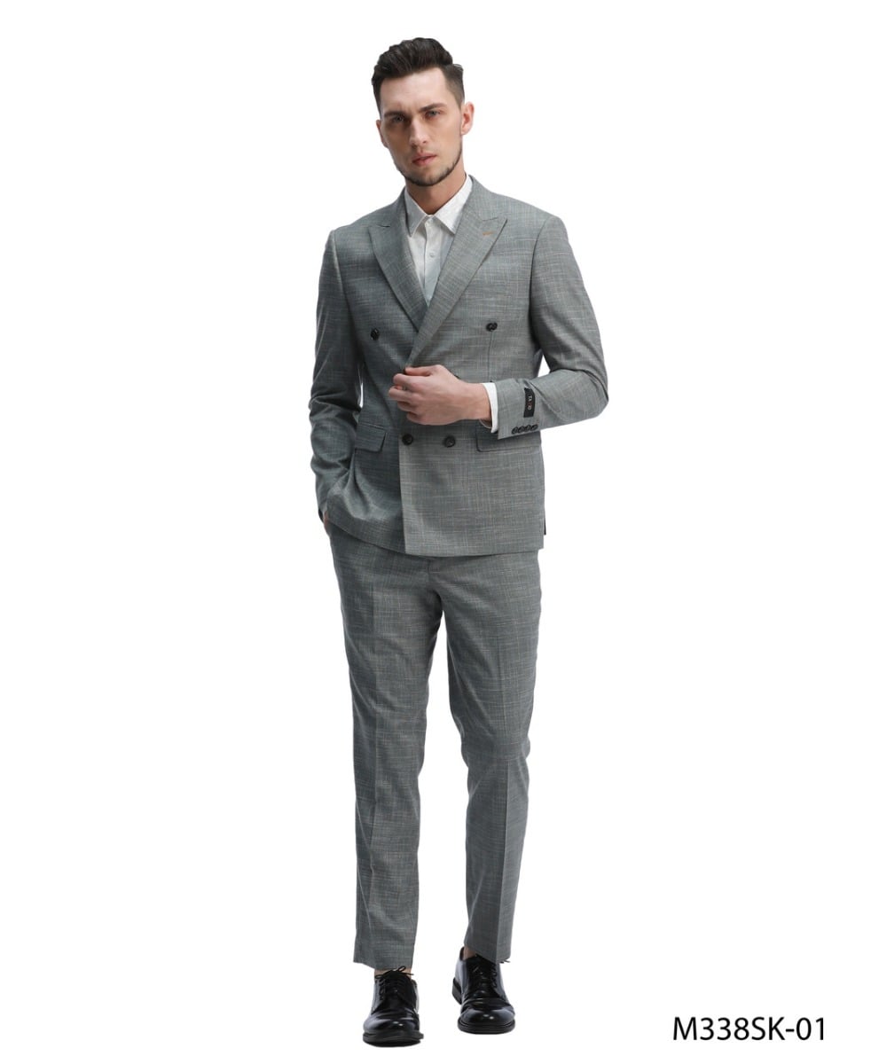 Tazio Men's 2 Piece Skinny Fit Suit - Sharkskin