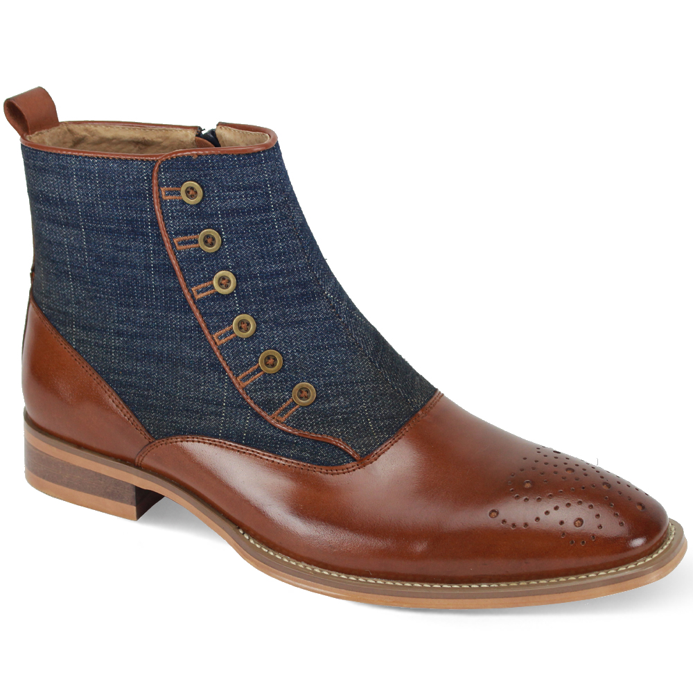Giovanni Men's Leather Dress Boot - Wool Felt Accent