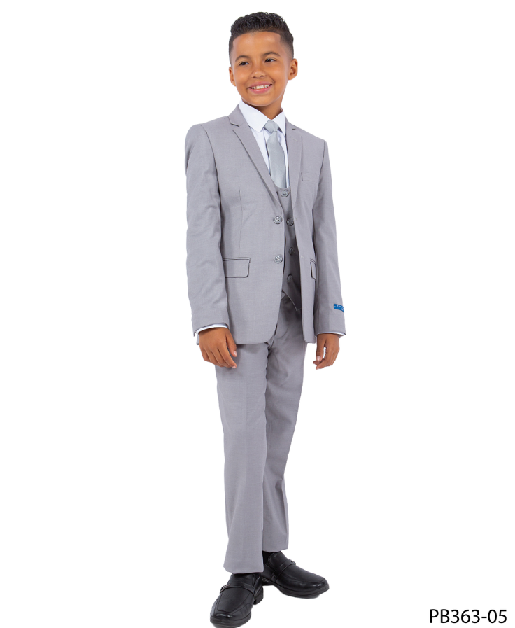 Perry Ellis Boy's 5 Piece Suit with Shirt & Tie - U Shaped Vest